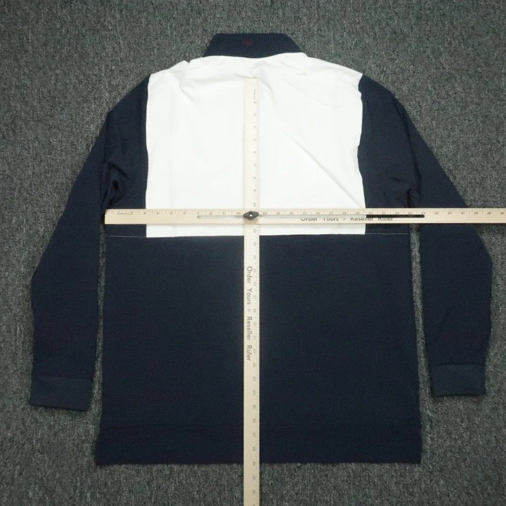 Rhone Pullover Mens Large Blue White Play‎ Through Quarter Zip Windbreaker NWT